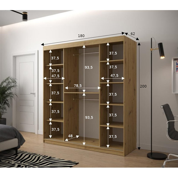Ebern Designs Haeun Sliding Door Wardrobe Wayfair.co.uk